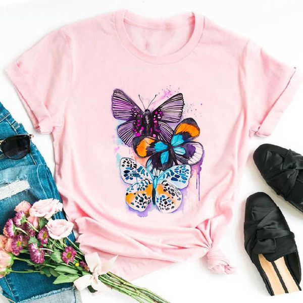 colorful butterfly printing women's fashion women's beautiful butterfly leisure round neck loose summer short sleeve t-shirt, White
colorful butterfly printing women's fashion women's beautiful butterfly leisure round neck loose summer short sleeve t-shirt, White