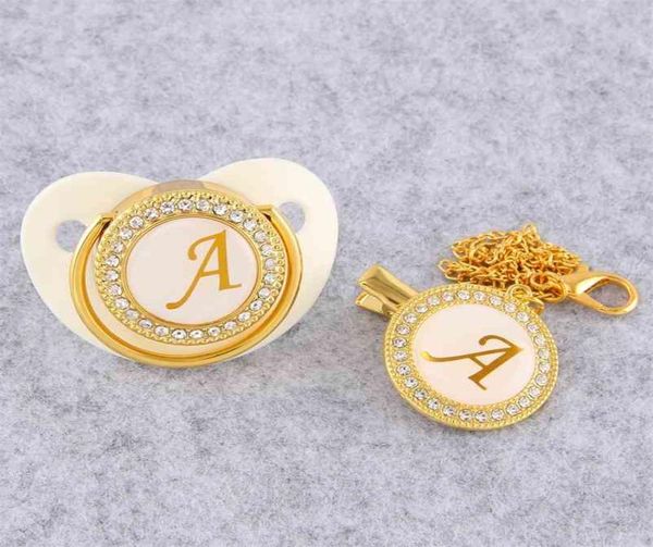 golden initial letter baby pacifier with chain clip luxury sucette bebe bpa white chupete for 018 months 2104075316099
golden initial letter baby pacifier with chain clip luxury sucette bebe bpa white chupete for 018 months 2104075316099