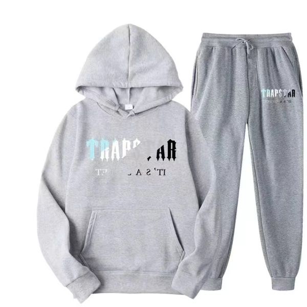 

men's tracksuits men's tracksuit trend hooded 2 pieces set hoodie sweatshirt sweatpants sportwear jogging outfit trapstar logo man, Black