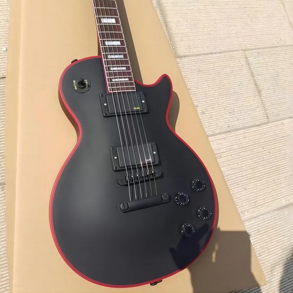 custom electric guitar, mahogany, matte black, emg cartridge, red logo and red edge, quick pack
custom electric guitar, mahogany, matte black, emg cartridge, red logo and red edge, quick pack