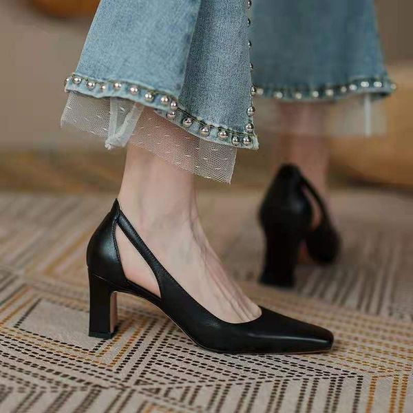 ladies spring and summer new fashion trend commuter shoes women's thick shoes hollow square retro fairy high heels, Black
ladies spring and summer new fashion trend commuter shoes women's thick shoes hollow square retro fairy high heels, Black