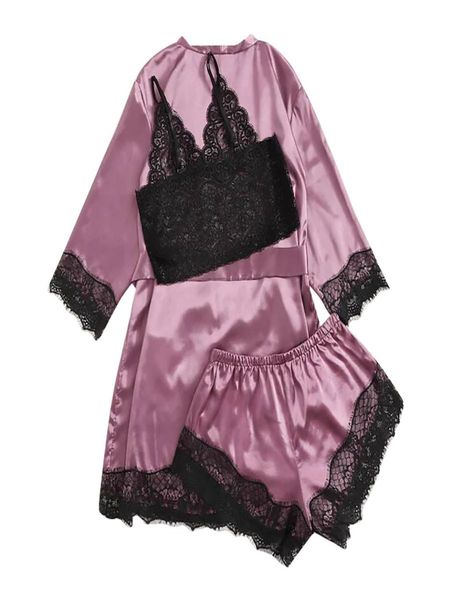 whole3pc women lace satin wireless bra camisole shorts pajamas sleepwear bow robe set outfit women erotic lenceria mujer1371178, Black;red
whole3pc women lace satin wireless bra camisole shorts pajamas sleepwear bow robe set outfit women erotic lenceria mujer1371178, Black;red