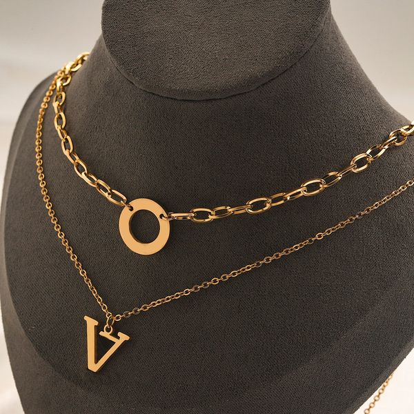 classical women luxury designer necklace choker pendant chain 18k gold plated stainless steel letter necklaces wedding jewelry accessories, Silver
classical women luxury designer necklace choker pendant chain 18k gold plated stainless steel letter necklaces wedding jewelry accessories, Silver