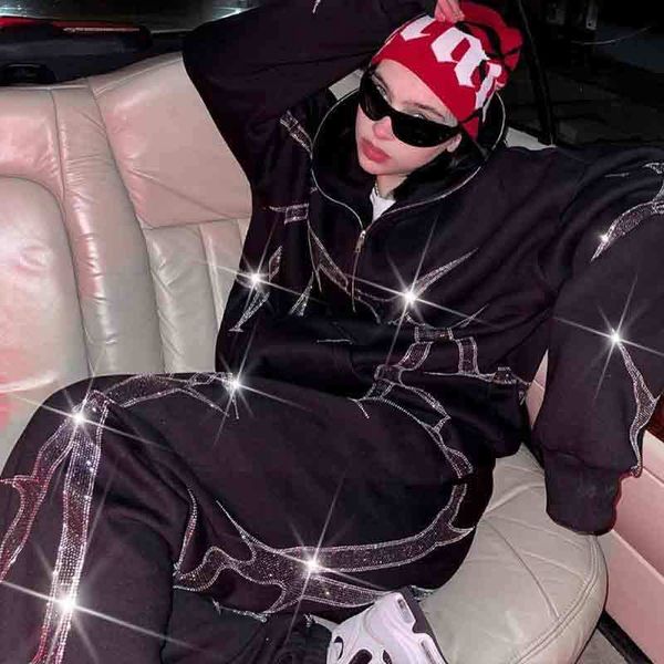 women's two piece pants two piece sets women tracksuit long sleeve full zip rhinestones hooded hoodie pants suit y2k gothic hip hop swe, White
women's two piece pants two piece sets women tracksuit long sleeve full zip rhinestones hooded hoodie pants suit y2k gothic hip hop swe, White