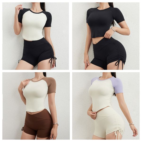 yoga suit short sleeved women's tight fitting color matching sports short sleeved running slimming solid color tank new fitness suit, White;red
yoga suit short sleeved women's tight fitting color matching sports short sleeved running slimming solid color tank new fitness suit, White;red