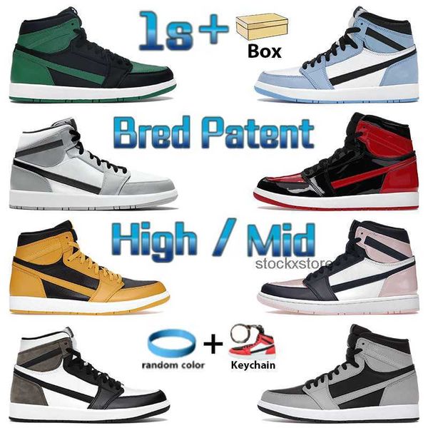 with box high mid basketball shoes 1 1s sneakers bred patent light smoke grey black white university blue shadow unc dark mocha men women sn 
with box high mid basketball shoes 1 1s sneakers bred patent light smoke grey black white university blue shadow unc dark mocha men women sn