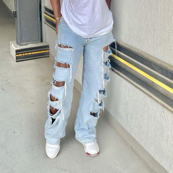 women's jeans ladies high street summer ins net red side ripped raw edge straight pants trousers 230719, Blue
women's jeans ladies high street summer ins net red side ripped raw edge straight pants trousers 230719, Blue