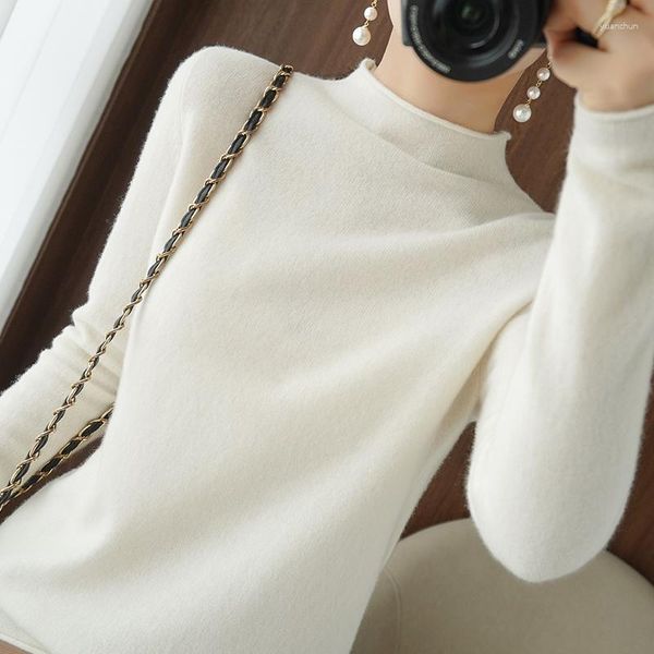 women's sweaters women's sweaters half turtleneck pullovers solid appliques 2023 autumn winter all match women slim pull femme fas, White;black
women's sweaters women's sweaters half turtleneck pullovers solid appliques 2023 autumn winter all match women slim pull femme fas, White;black