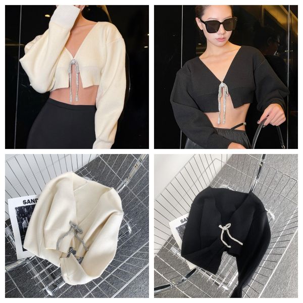 designer women's knits autumn short knitwear diamond bow beading cropped knitted cardigan women bandage sweater jackets long sleeve, White
designer women's knits autumn short knitwear diamond bow beading cropped knitted cardigan women bandage sweater jackets long sleeve, White