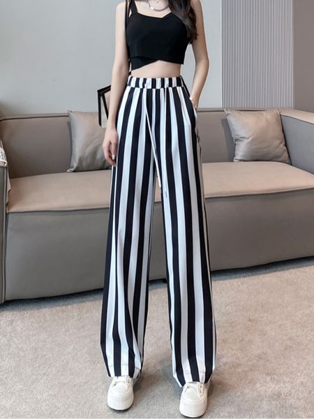 women's pants capris spring summer striped women wide leg pants casual loose plaid woman long trousers eleasit waist high waist pants p, Black;white
women's pants capris spring summer striped women wide leg pants casual loose plaid woman long trousers eleasit waist high waist pants p, Black;white
