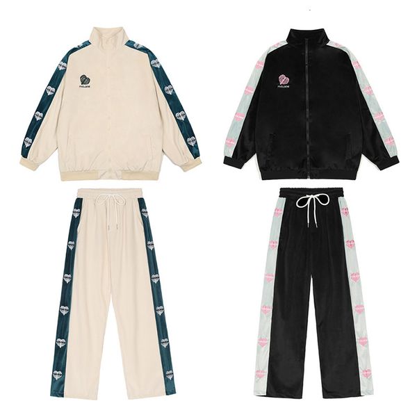 men's tracksuits love embroidery contrast color stitching jacket men set fashion patchwork pants loose long sleeve jacket pant 2 pieces, Gray
men's tracksuits love embroidery contrast color stitching jacket men set fashion patchwork pants loose long sleeve jacket pant 2 pieces, Gray