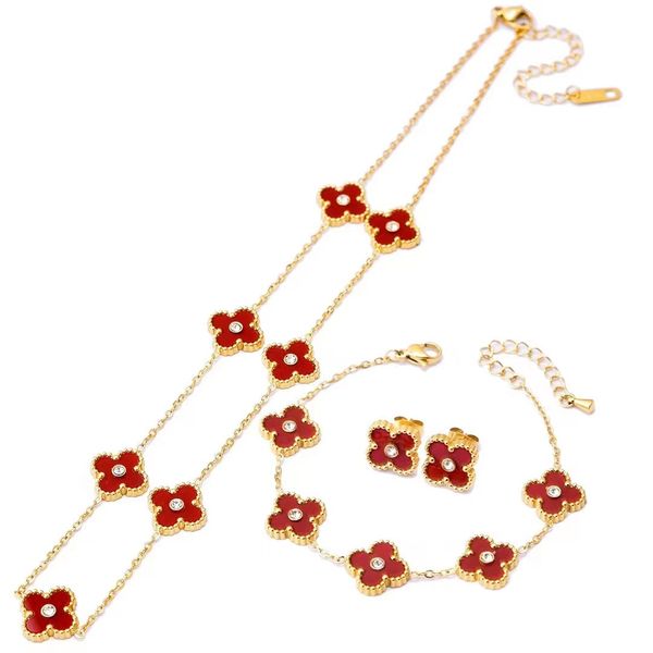 classic brand 4 leaf clover charm bracelet necklace earring jewelry for women gift, Golden;silver
classic brand 4 leaf clover charm bracelet necklace earring jewelry for women gift, Golden;silver