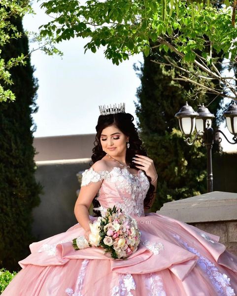 pink shiny off the shoulder dress quinceanera dress ball gown applique lace 3d flower princess formal dress, Blue;red
pink shiny off the shoulder dress quinceanera dress ball gown applique lace 3d flower princess formal dress, Blue;red