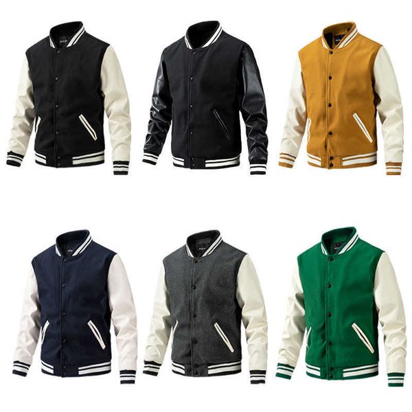 men's jacket coat designer american fashion baseball clothing tweed casual splicing color collision thickened autumn and winter jacket, Black;brown
men's jacket coat designer american fashion baseball clothing tweed casual splicing color collision thickened autumn and winter jacket, Black;brown