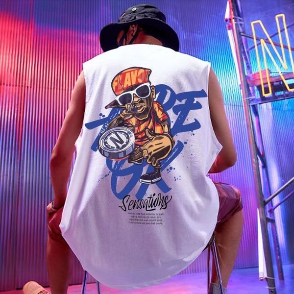 men' tank summer hip hop fashion streetwear sleeveless print vest men casual clothing loose 230720, White;black
men' tank summer hip hop fashion streetwear sleeveless print vest men casual clothing loose 230720, White;black