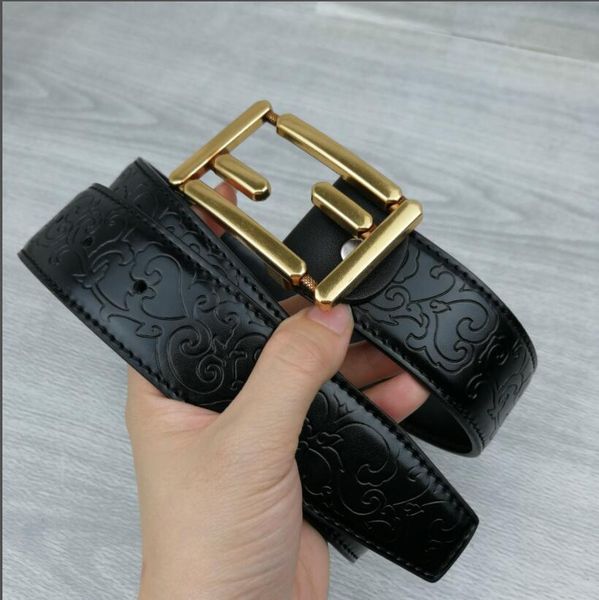 gold buckle designer belts genuine cowhide letter style for man woman waistband belt 105cm-125cm, Black;brown