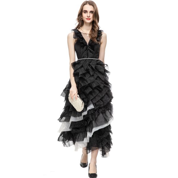 women's runway dresses o neck sleeveless tiered ruffles lolita designer fashion designer evening party prom gown, Black
women's runway dresses o neck sleeveless tiered ruffles lolita designer fashion designer evening party prom gown, Black