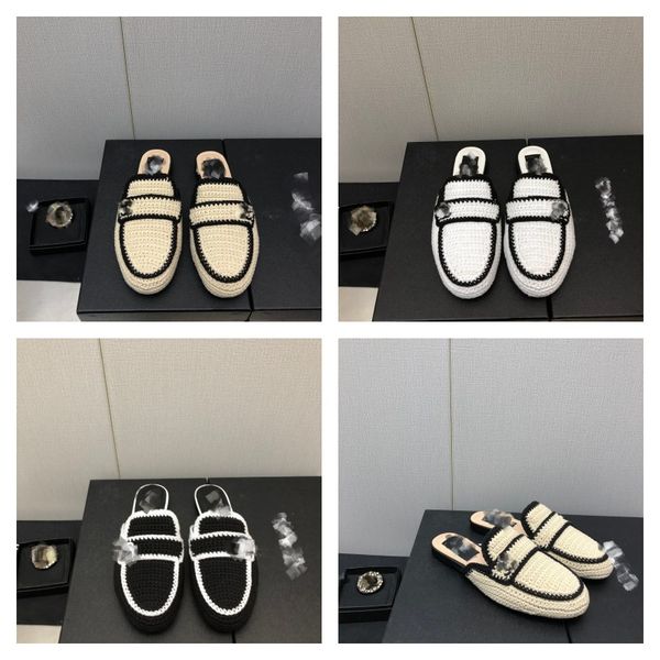 women knitted weave flat mules slippers tweed straw sandals chan c slides slipper slip on loafers vintage black white beige mule luxury flip
women knitted weave flat mules slippers tweed straw sandals chan c slides slipper slip on loafers vintage black white beige mule luxury flip