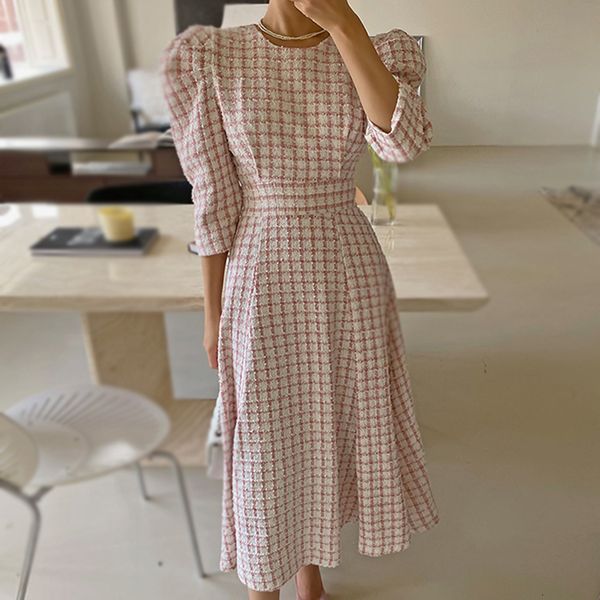 basic casual dresses autumn winter 2023 o neck bird lattice tweed dress for women french chic vintage elegant vestidos slim waist puff sleev, Black;gray
basic casual dresses autumn winter 2023 o neck bird lattice tweed dress for women french chic vintage elegant vestidos slim waist puff sleev, Black;gray