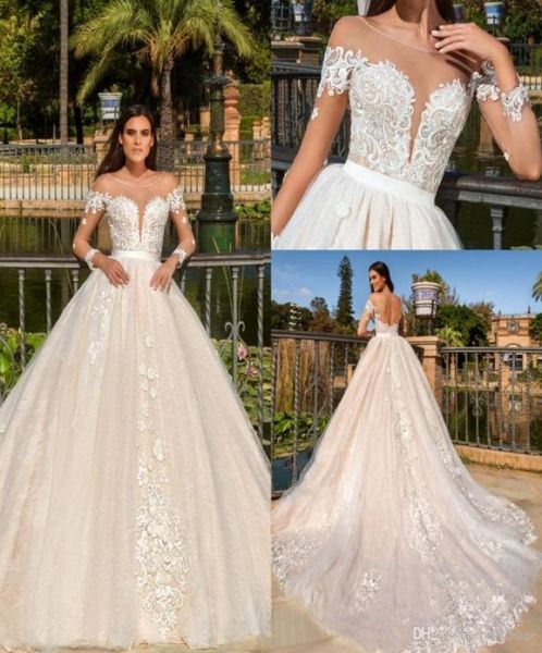 vestios de novia sheer long sleeves aline wedding dresses backless elegant lace appliques garden court train bridal gowns4796701, White
vestios de novia sheer long sleeves aline wedding dresses backless elegant lace appliques garden court train bridal gowns4796701, White