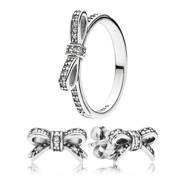classic bow stud earrings and ring set for pandora 925 sterling silver designer jewelry for women girls crystal diamond luxury party earring
classic bow stud earrings and ring set for pandora 925 sterling silver designer jewelry for women girls crystal diamond luxury party earring