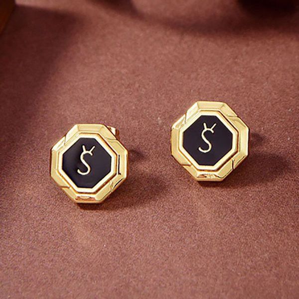 octagon gold earring border charm black base letter ear stud women light convenience lady elegant earrings package with box, Golden
octagon gold earring border charm black base letter ear stud women light convenience lady elegant earrings package with box, Golden