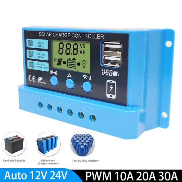 30a 20a 10a pwm 50vdc solar charge controller 12v/24v battery regulator solar panel controller lcd display dual usb 5v output
30a 20a 10a pwm 50vdc solar charge controller 12v/24v battery regulator solar panel controller lcd display dual usb 5v output