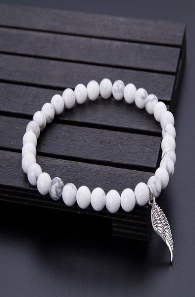 charm bracelets minimalist 8mm natural white turquoise bracelet stone angel wing pendant beads braclet men women jewelry pulseras 2681024, Golden;silver
charm bracelets minimalist 8mm natural white turquoise bracelet stone angel wing pendant beads braclet men women jewelry pulseras 2681024, Golden;silver