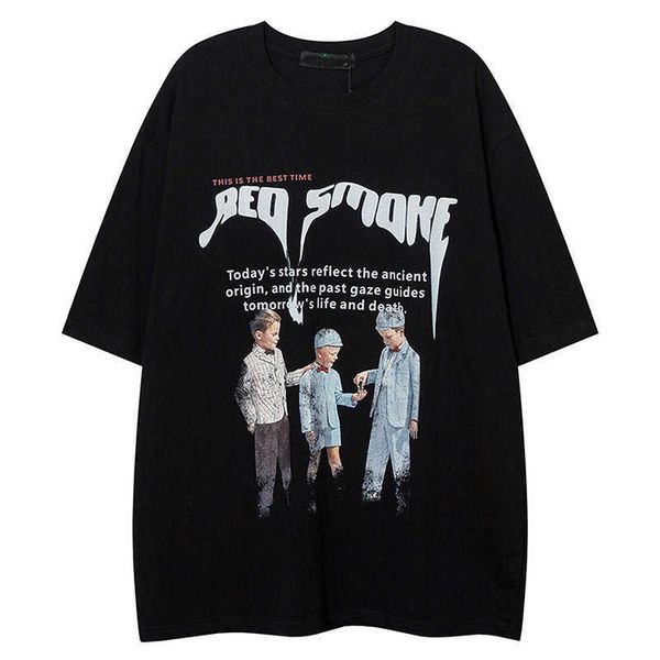 yprs men's fashion ins trendy children's pattern short sleeved t-shirt for men and women loose fitting high street top, White 
yprs men's fashion ins trendy children's pattern short sleeved t-shirt for men and women loose fitting high street top, White