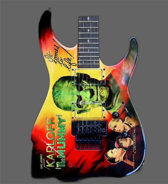 custom kirk hammett ltd kh-3 karloff mummy monster movies collection 7v electric guitar reverse headstock, copy emg pickups, floyd rose trem
custom kirk hammett ltd kh-3 karloff mummy monster movies collection 7v electric guitar reverse headstock, copy emg pickups, floyd rose trem
