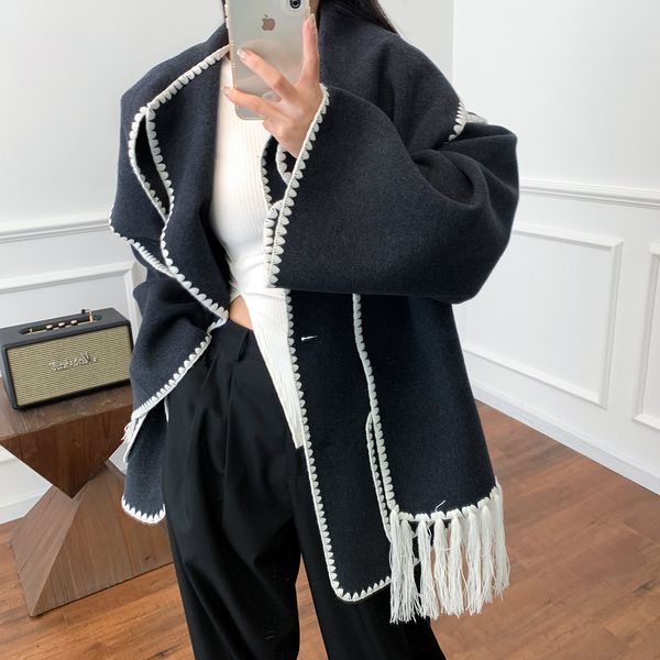 women's jackets 23fw toteme single-breasted tassel scarf wool coat, Black;brown
women's jackets 23fw toteme single-breasted tassel scarf wool coat, Black;brown