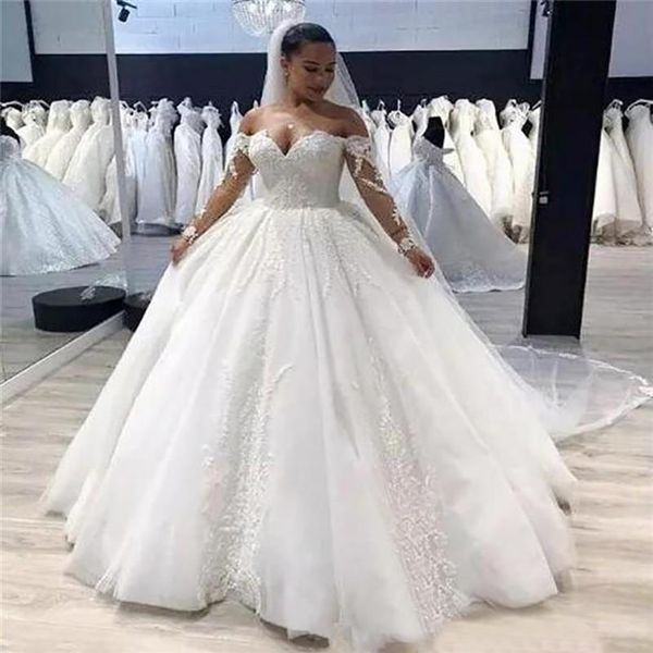 plus size ball gown wedding dress vintage lace appliques off shoulder long sleeves wedding gowns 2019 zipper back country bridal w259k, White
plus size ball gown wedding dress vintage lace appliques off shoulder long sleeves wedding gowns 2019 zipper back country bridal w259k, White