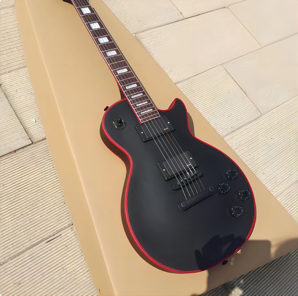 custom electric guitar, mahogany, matte black, emg cartridge, red logo and red edge, quick pack
custom electric guitar, mahogany, matte black, emg cartridge, red logo and red edge, quick pack