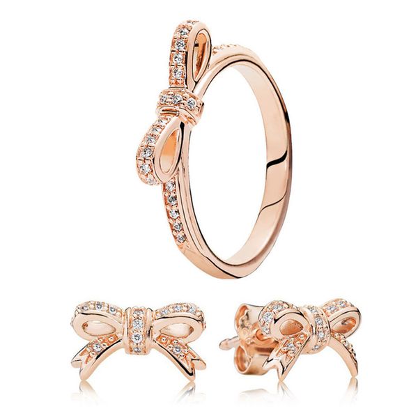 luxury rose gold bow ring stud earrings set for pandora sparkling crystal diamond designer jewelry set for women girls wedding party earring, Silver
luxury rose gold bow ring stud earrings set for pandora sparkling crystal diamond designer jewelry set for women girls wedding party earring, Silver