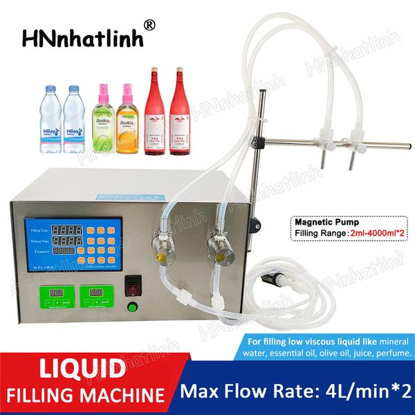 Image of Double Heads Semi-automatic Bottle Filling Machine Magnetic Pump Water Essential Oil Juice Soybean Milk Perfume Fluid Quantitative Filler Packing Production