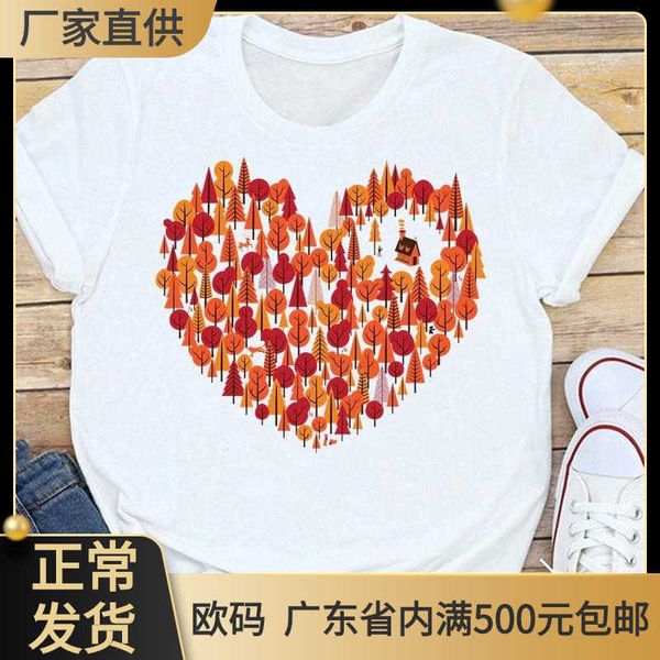 90s style leaf print autumn women's halloween thanksgiving women's cartoon t-shirt, White
90s style leaf print autumn women's halloween thanksgiving women's cartoon t-shirt, White