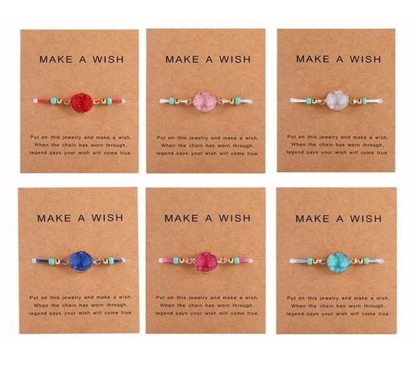 design handmade druzy resin stone bracelet make a wish card wax rope braided bracelets bangles with rice bead for women girls summ6397802, Golden;silver
design handmade druzy resin stone bracelet make a wish card wax rope braided bracelets bangles with rice bead for women girls summ6397802, Golden;silver