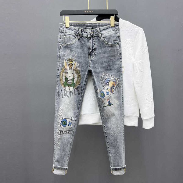 spring/summer 2023 printed jeans men's fashion personalized washing fashion brand elastic slim fit feet pants, Blue
spring/summer 2023 printed jeans men's fashion personalized washing fashion brand elastic slim fit feet pants, Blue