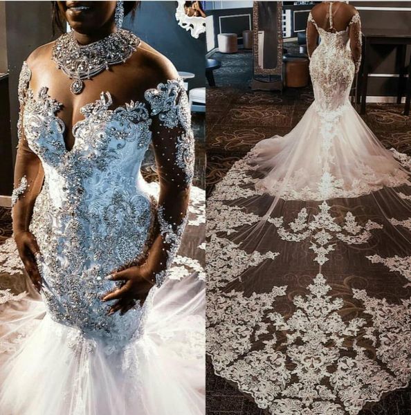 luxurious plus size mermaid wedding dresses rhinestones crystals lace beaded long sleeves court train south african wedding dress 3929120, White
luxurious plus size mermaid wedding dresses rhinestones crystals lace beaded long sleeves court train south african wedding dress 3929120, White