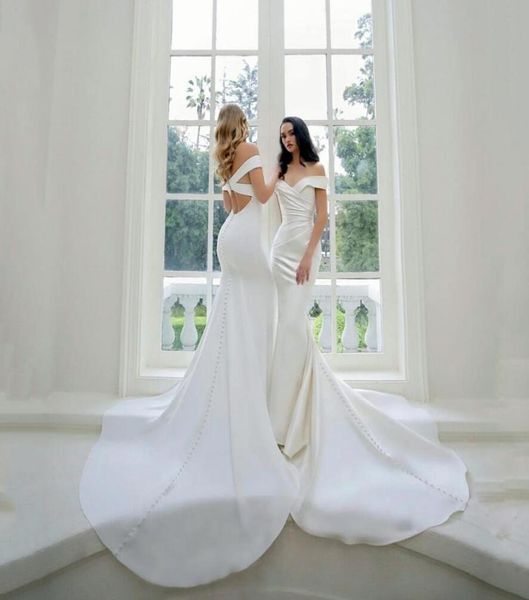 2021 simple satin mermaid wedding dresses white ivory off the shoulder cross back long covered button bridal gowns vestido de cort5532723
2021 simple satin mermaid wedding dresses white ivory off the shoulder cross back long covered button bridal gowns vestido de cort5532723