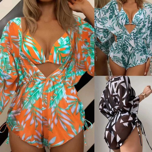 designer summer fashion sun beach bikini bikini mesh three piece set with leaf print bikin strap swims swimsuit for women luxury personality, White;black
designer summer fashion sun beach bikini bikini mesh three piece set with leaf print bikin strap swims swimsuit for women luxury personality, White;black