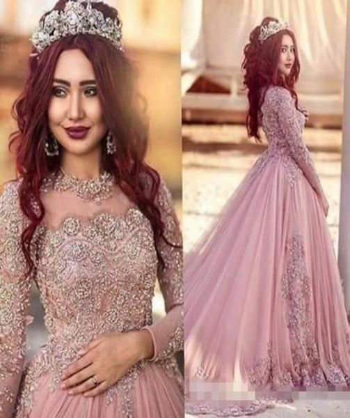 luxury dusty pink arabic wedding dresses jewel neck beaded crystal chapel train tulle illusion long sleeves wedding gown vestido d8929344, White
luxury dusty pink arabic wedding dresses jewel neck beaded crystal chapel train tulle illusion long sleeves wedding gown vestido d8929344, White