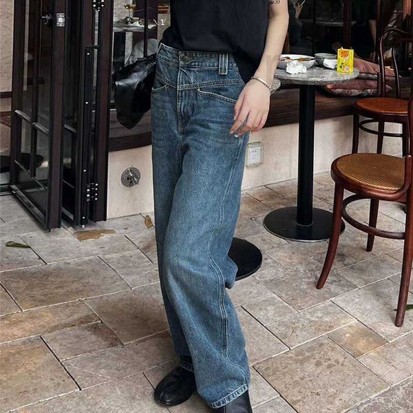 women's jeans designer new hong kong style bf design sense split pocket drop high waist straight leg wide for women 2cbt, Blue
women's jeans designer new hong kong style bf design sense split pocket drop high waist straight leg wide for women 2cbt, Blue