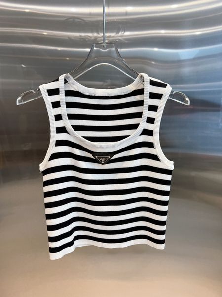 summer fashion classic triangle casual stripe slim fit short knitted tank top, White
summer fashion classic triangle casual stripe slim fit short knitted tank top, White