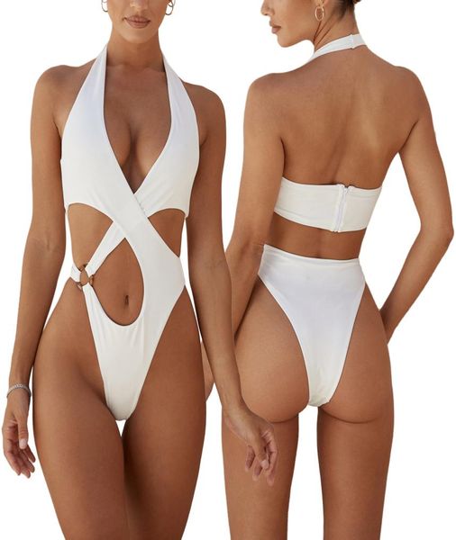 women summer swimwear solid color hanging neck cross hollow out onepiece swimsuit for girls whiteblack6894859
women summer swimwear solid color hanging neck cross hollow out onepiece swimsuit for girls whiteblack6894859