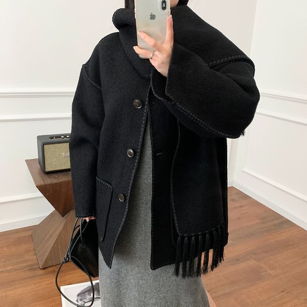 women's jackets t-oteme coat patch work embroidery single breasted scarf collar lambwool jacket, Black;brown
women's jackets t-oteme coat patch work embroidery single breasted scarf collar lambwool jacket, Black;brown