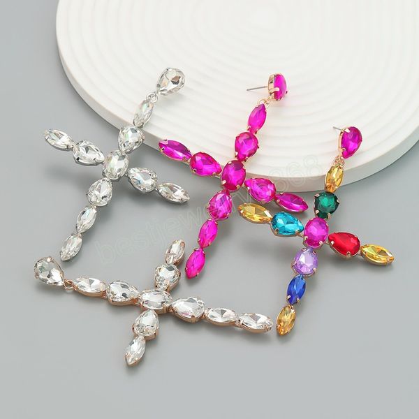 trendy metal rhinestone cross dangle earrings wedding banquet exaggerated earring jewelry women's charm accessories gift, Silver
trendy metal rhinestone cross dangle earrings wedding banquet exaggerated earring jewelry women's charm accessories gift, Silver