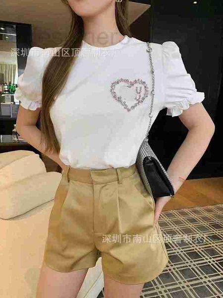 women's t-shirt designer 23 spring/summer hand sewn beaded bubble sleeve princess short fashion trend z5f4, White
women's t-shirt designer 23 spring/summer hand sewn beaded bubble sleeve princess short fashion trend z5f4, White