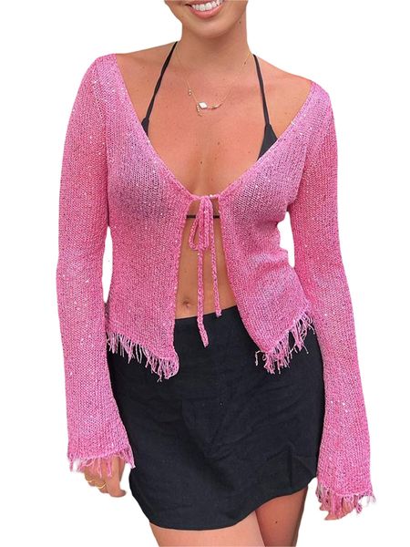 women s polo s sheer tie up cardigan with flared ruffle sleeves open front crop for y2k streetwear fashion 230720, White
women s polo s sheer tie up cardigan with flared ruffle sleeves open front crop for y2k streetwear fashion 230720, White
