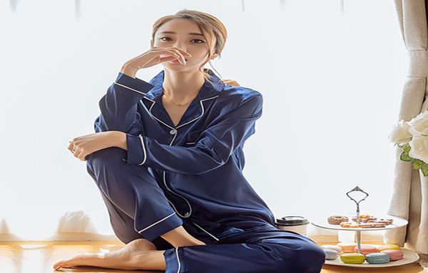autumn silk long sleeve sleepwear set for girls fashion solid color women cardigan pyjama sets roupas femininas 2019 y7054786, Black;red
autumn silk long sleeve sleepwear set for girls fashion solid color women cardigan pyjama sets roupas femininas 2019 y7054786, Black;red